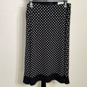 East 5th A-Line Black & White Polka Dot Midi Stretchy Skirt